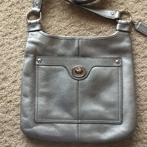 Authentic Coach Silvery-Grey purse, EXCELLENT cond